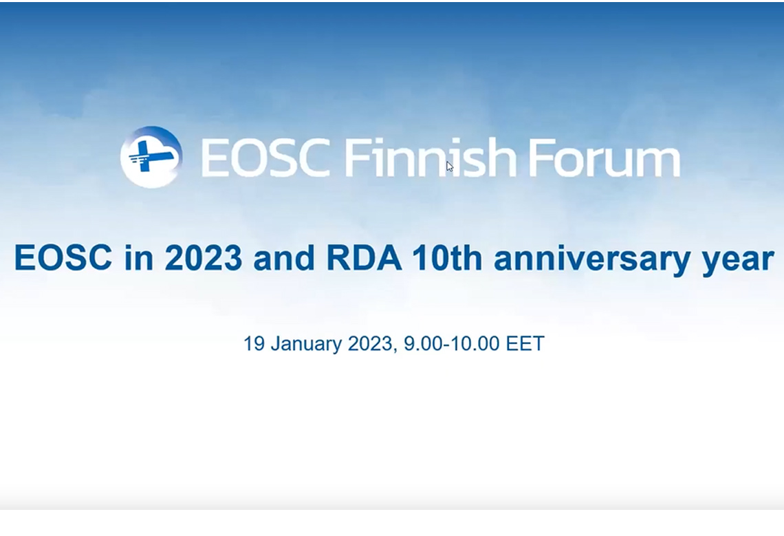 Webinar: EOSC in 2023 and RDA 10th anniversary year Webinar: EOSC in 2023 and RDA 10th anniversary year