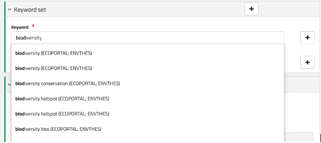 Metadata Catalogue wizard. Drop-down list of concepts and classes.